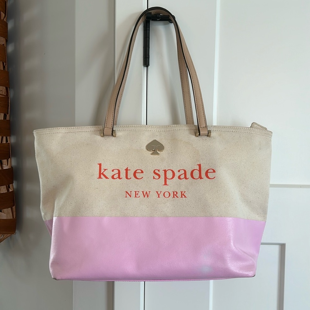 Kate Spade Lott Street Francis Natural/ Pink Tote Bag